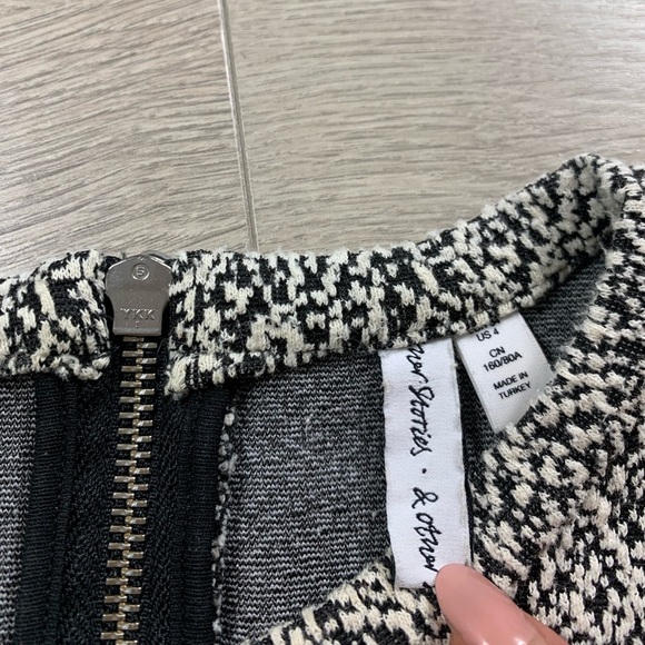 & Other Stories Textured Long Sleeve Black & White Dress - Picture 4 of 13